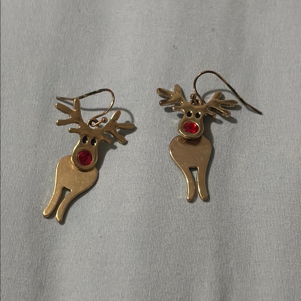 Gold Reindeer Earrings